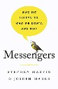 Martin-Marks - Messengers, who we listen to, who we don't, and why - yellow-bellied bird sitting on title with subtitle in yellow speech bubble coming from bird's open beak