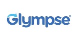 Glympse logo in blue, light blue arrow on top of G