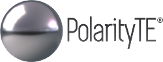 PolarityTE logo - silver sphere next to company name